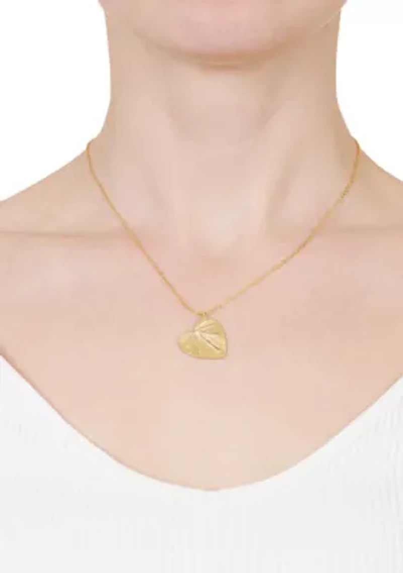 Gold Plated 18'' + 2" Extender Radiant Heart with Cubic Zirconia Accent Necklace