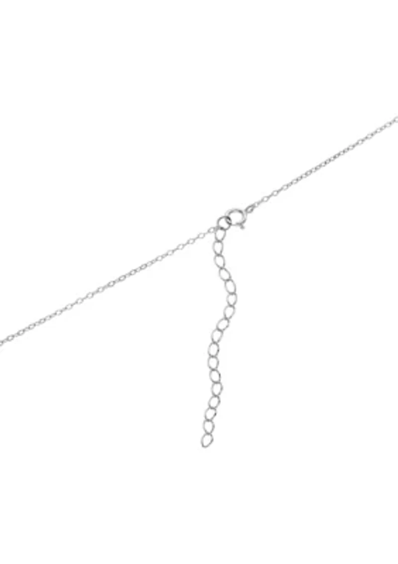  Blue Cubic Zirconia Oval Halo Pendant Necklace