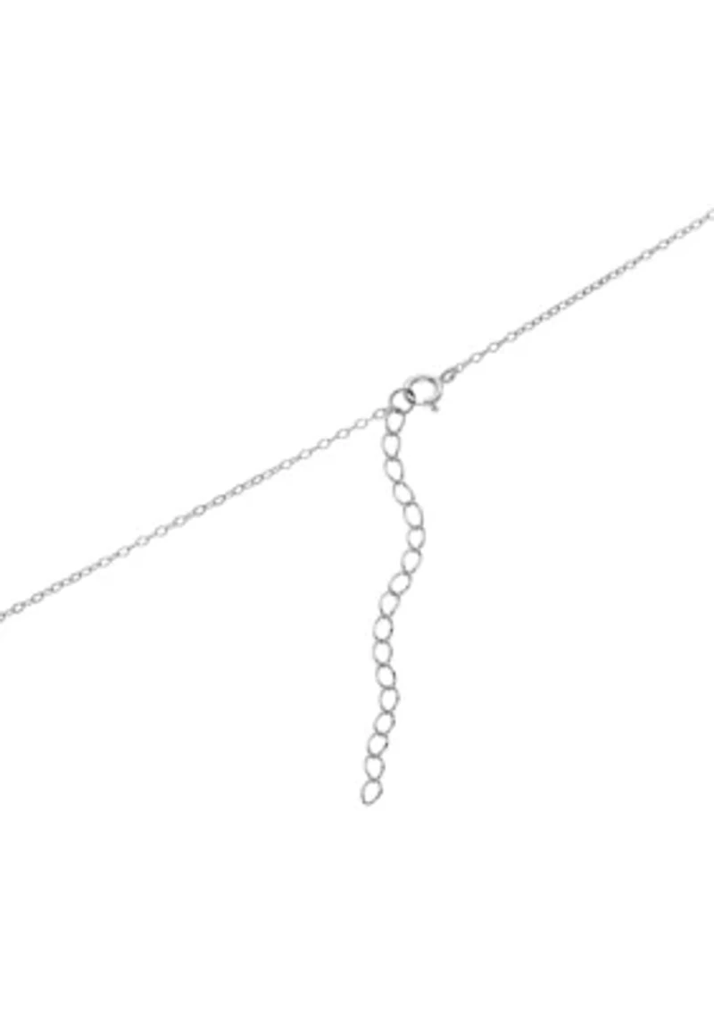 Silver Plated  Dark Blue Cubic Zirconia Halo Necklace