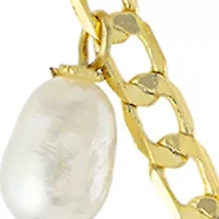 Yellow Gold Fine Silver Plated 5 Freshwater Pearl 16 Inch + 2 Chain Necklace