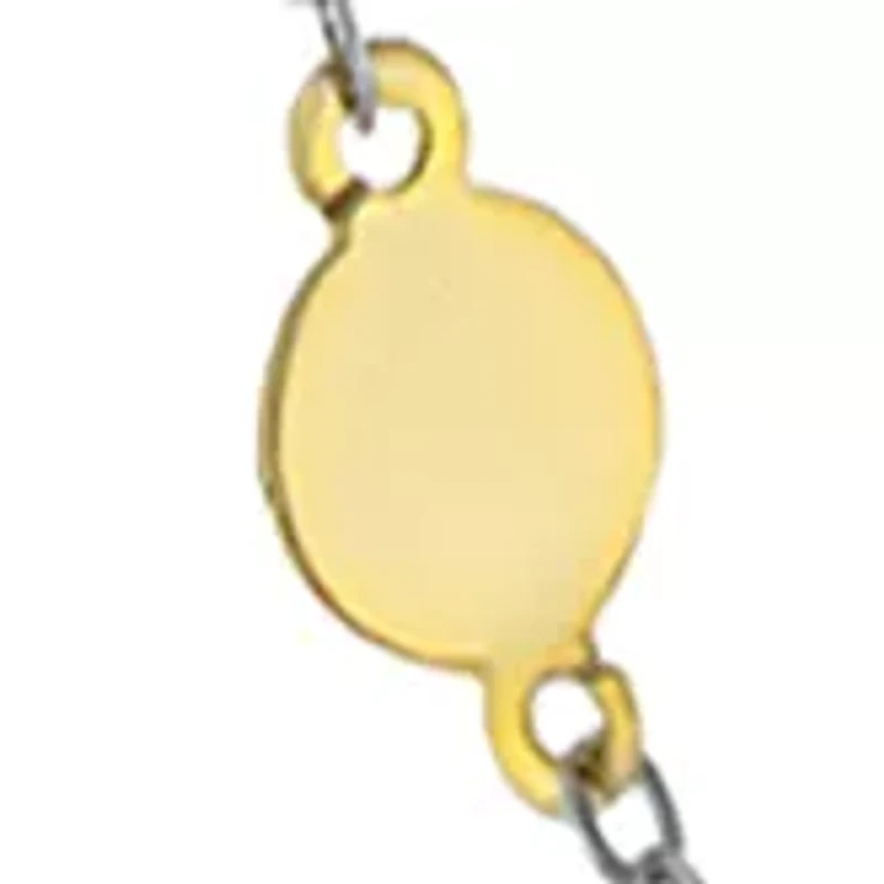 Two Tone Over Fine Silver Plated 30 Inch Round Disc Station Chain Necklace