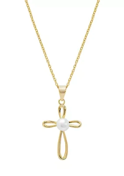 Cross Pendant Gold Tone Necklace