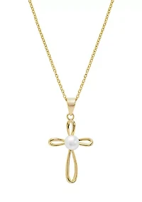 Cross Pendant Gold Tone Necklace