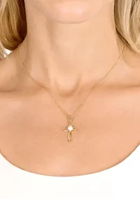 Cross Pendant Gold Tone Necklace