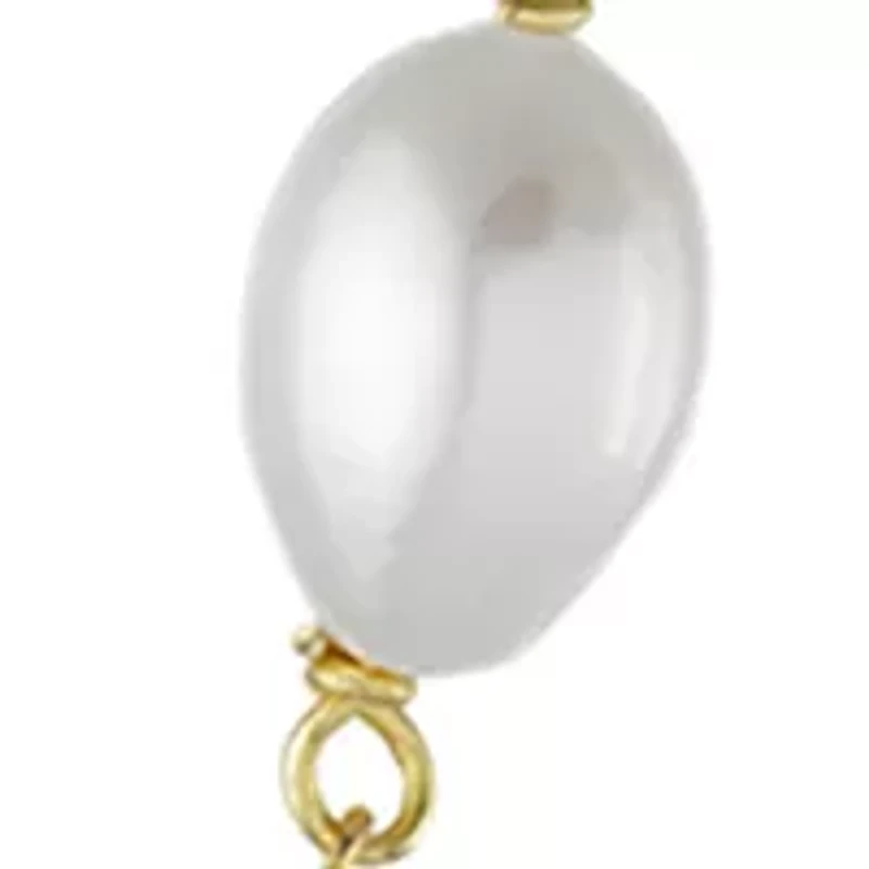 Silver Plated 18" + 2" Freshwater Pearl Mirror Chain Necklace