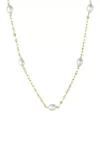 Silver Plated 18" + 2" Freshwater Pearl Mirror Chain Necklace