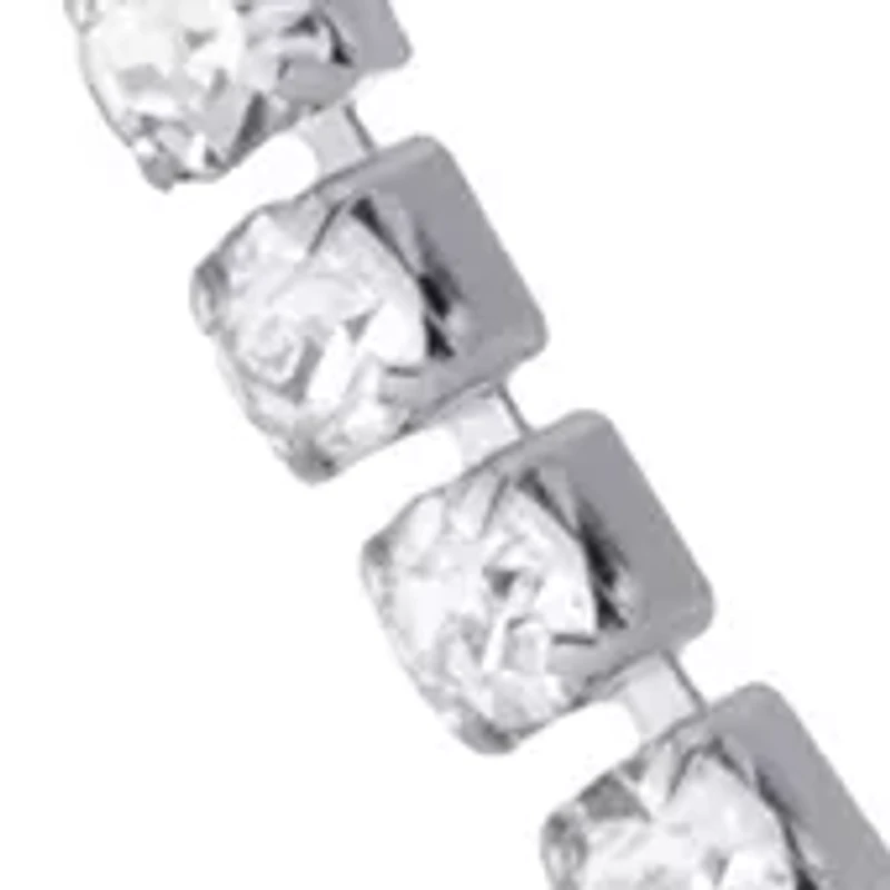 Fine Silver Plated 26" Crystal Channel Tennis Adjustable Necklace