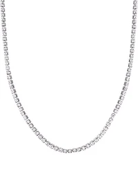 Fine Silver Plated 26" Crystal Channel Tennis Adjustable Necklace
