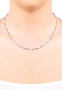 Fine Silver Plated 26" Crystal Channel Tennis Adjustable Necklace