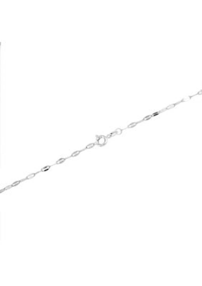 Silver Plated 30" Elongated Half Moon Pendant Necklace