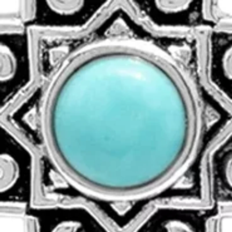 Silver Plated 16 + 2" Genuine Turquoise Howlite Cross Pendant Necklace