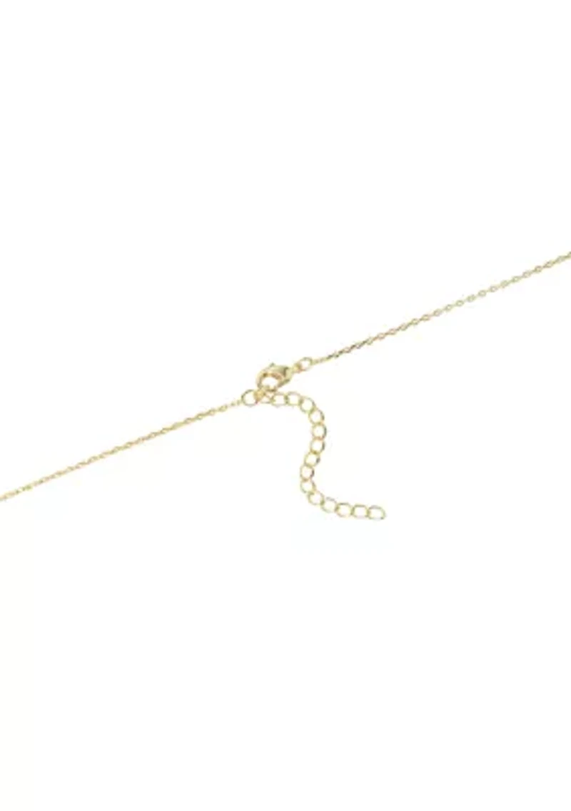 Gold Plated Pear Cubic Zirconia Half Tennis Necklace
