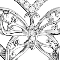  Cubic Zirconia Butterfly Heart Silver Plated Necklace