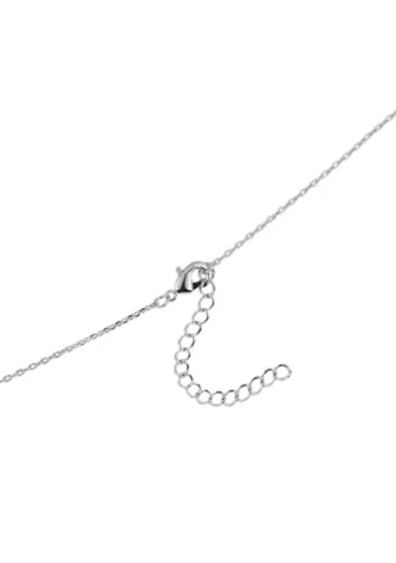  Cubic Zirconia Butterfly Heart Silver Plated Necklace