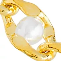 Gold Plated 18'' + 2" Simulated Pearl Curb Chain Necklace