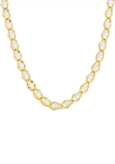 Gold Plated 18'' + 2" Simulated Pearl Curb Chain Necklace