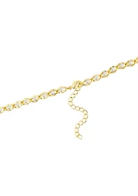 Gold Plated 18'' + 2" Simulated Pearl Curb Chain Necklace