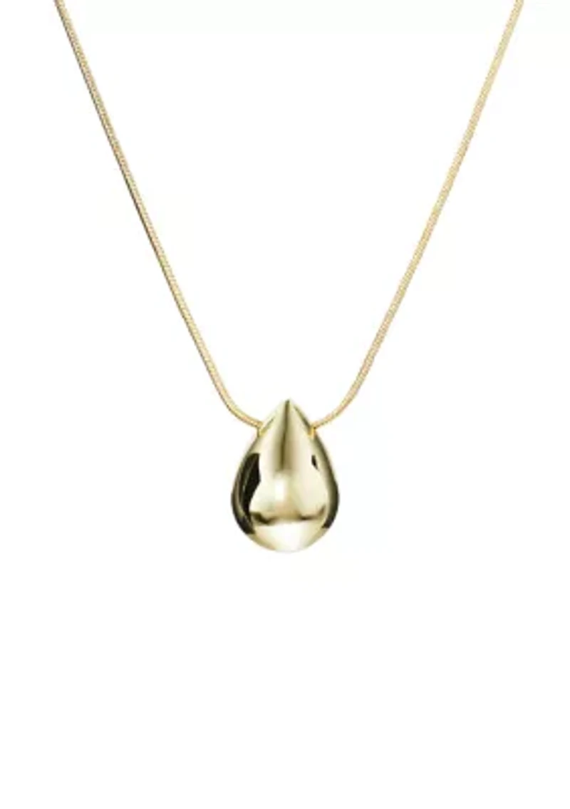 Puffy Teardrop Pendant Necklace