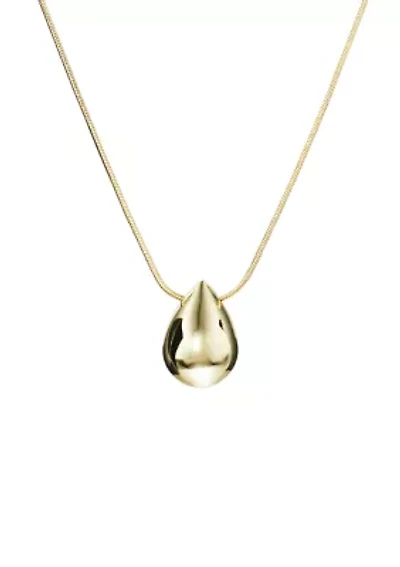 Puffy Teardrop Pendant Necklace