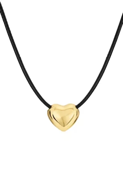 Puffy Gold Plated Heart Rope Necklace