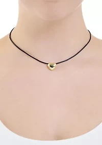 Puffy Gold Plated Heart Rope Necklace