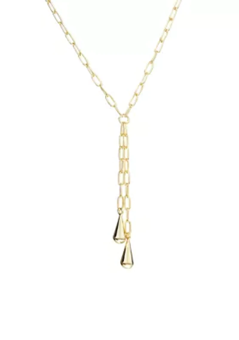 Puffy Teardrop Paperclip Chain Y-Necklace