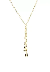 Puffy Teardrop Paperclip Chain Y-Necklace
