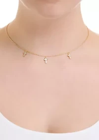 Gold Plated Mother of Pearl Trio Cross Necklace
