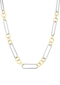 Two Tone Plated Ring Paperclip Necklace