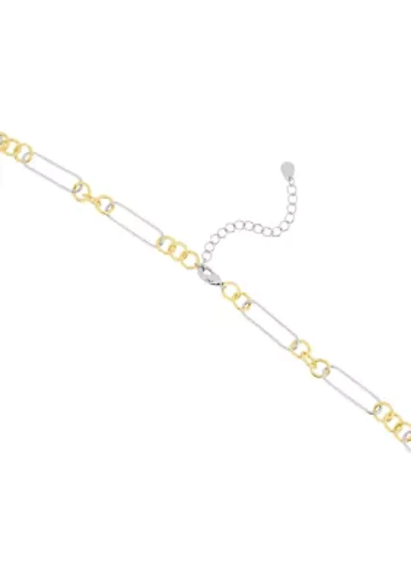 Two Tone Plated Ring Paperclip Necklace