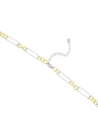 Two Tone Plated Ring Paperclip Necklace