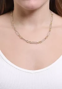 Two Tone Plated Ring Paperclip Necklace