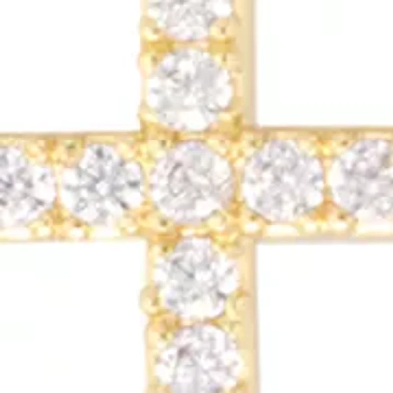 Gold Plated Cubic Zirconia Cross Necklace