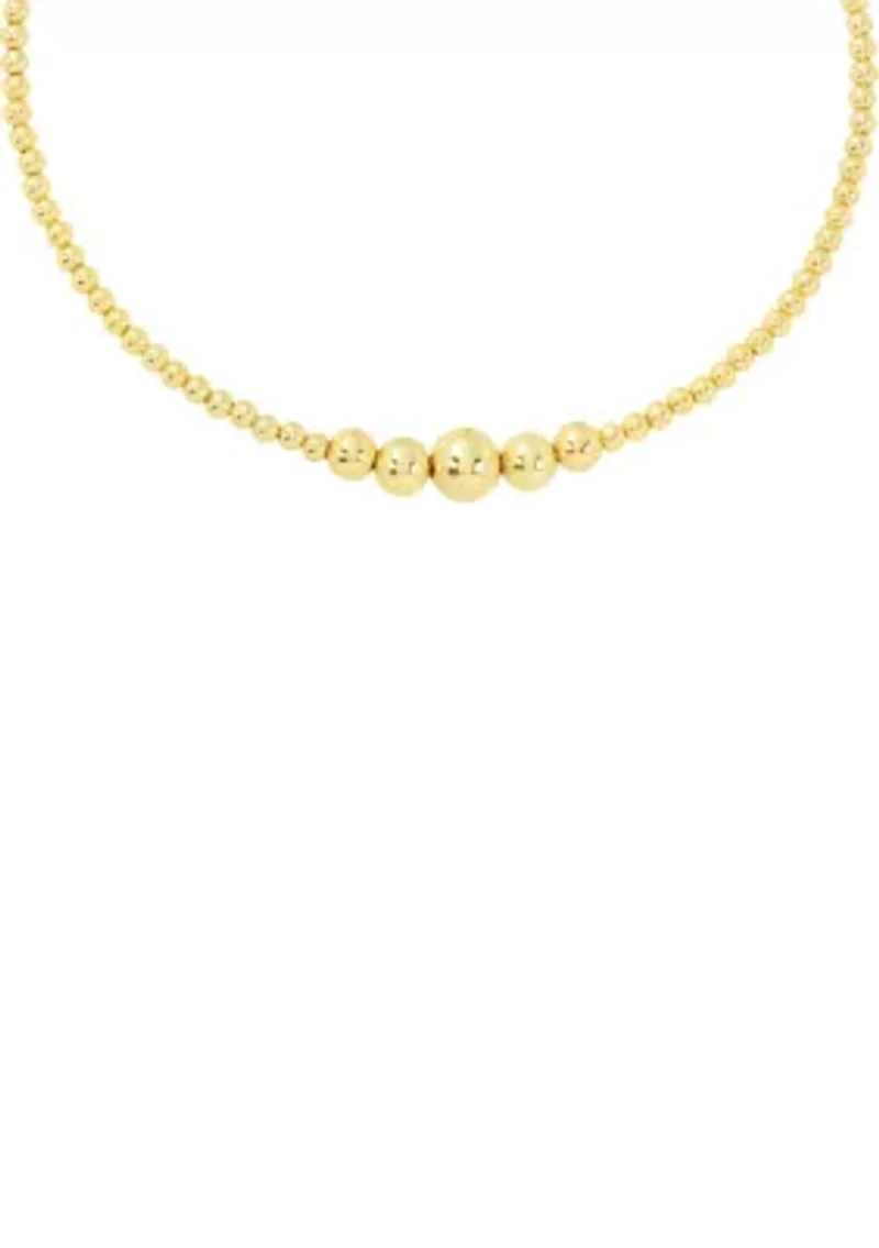 Gold Plated 16" Graduated Bead Choker Necklace 