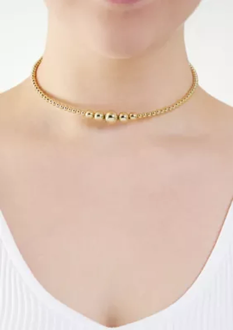 Gold Plated 16" Graduated Bead Choker Necklace 
