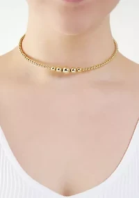 Gold Plated 16" Graduated Bead Choker Necklace 