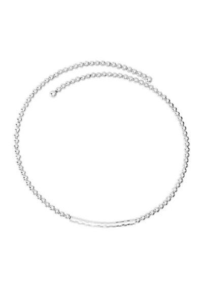 Silver Plated Beaded Bar Choker Necklace