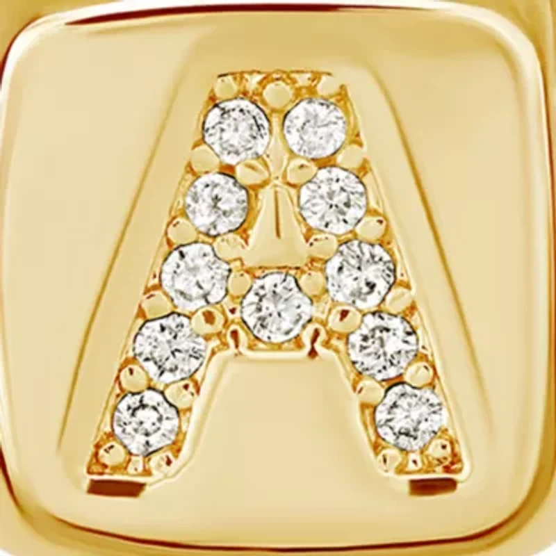 Gold Plated Cubic Zirconia Initial Cube Necklace