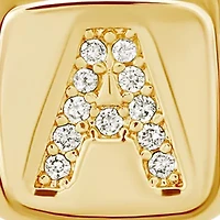 Gold Plated Cubic Zirconia Initial Cube Necklace