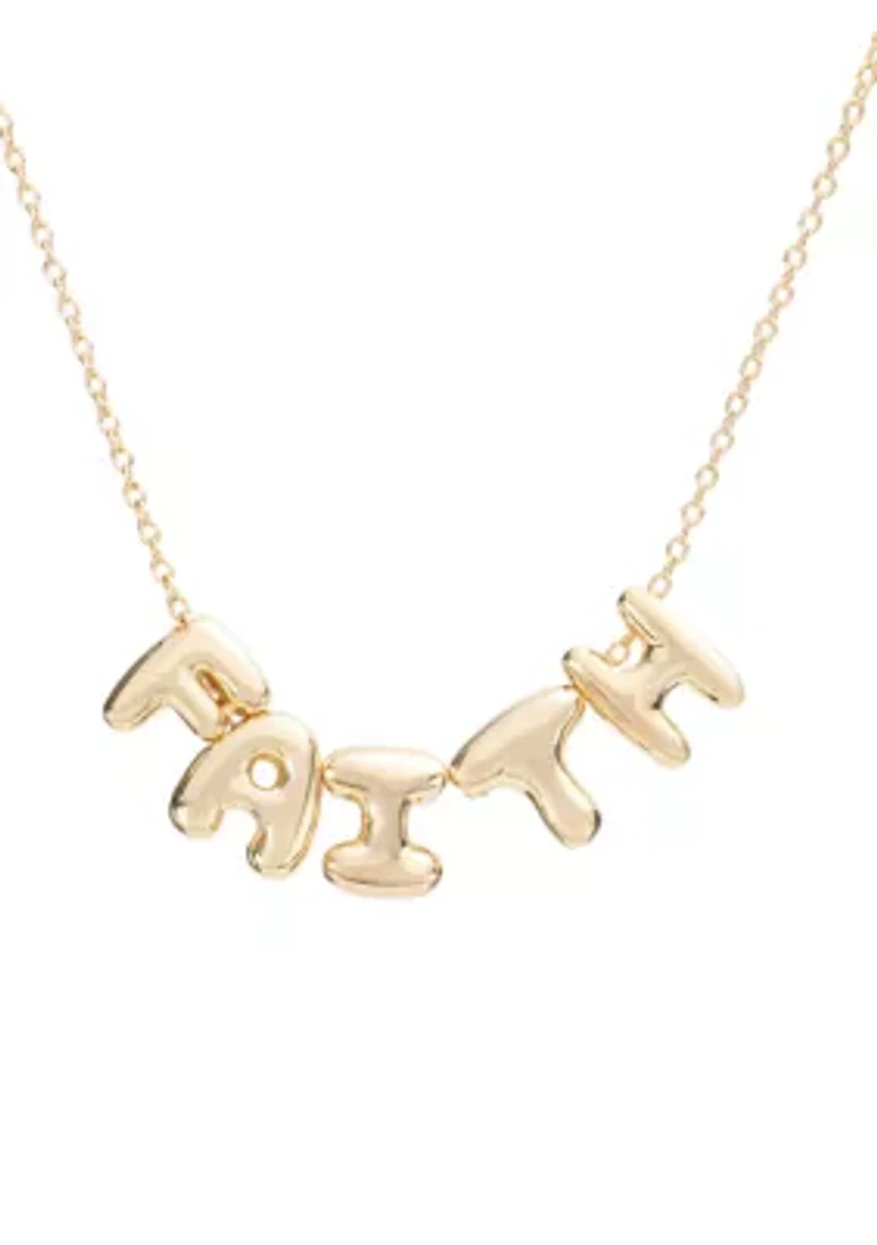 Gold Plated "Faith" Bubble Necklace