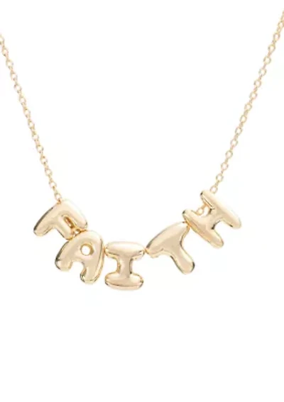 Gold Plated "Faith" Bubble Necklace