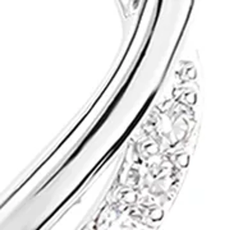 Two Tone Plated Cubic Zirconia Heart and Flower Spinner Necklace