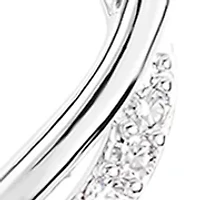 Two Tone Plated Cubic Zirconia Heart and Flower Spinner Necklace