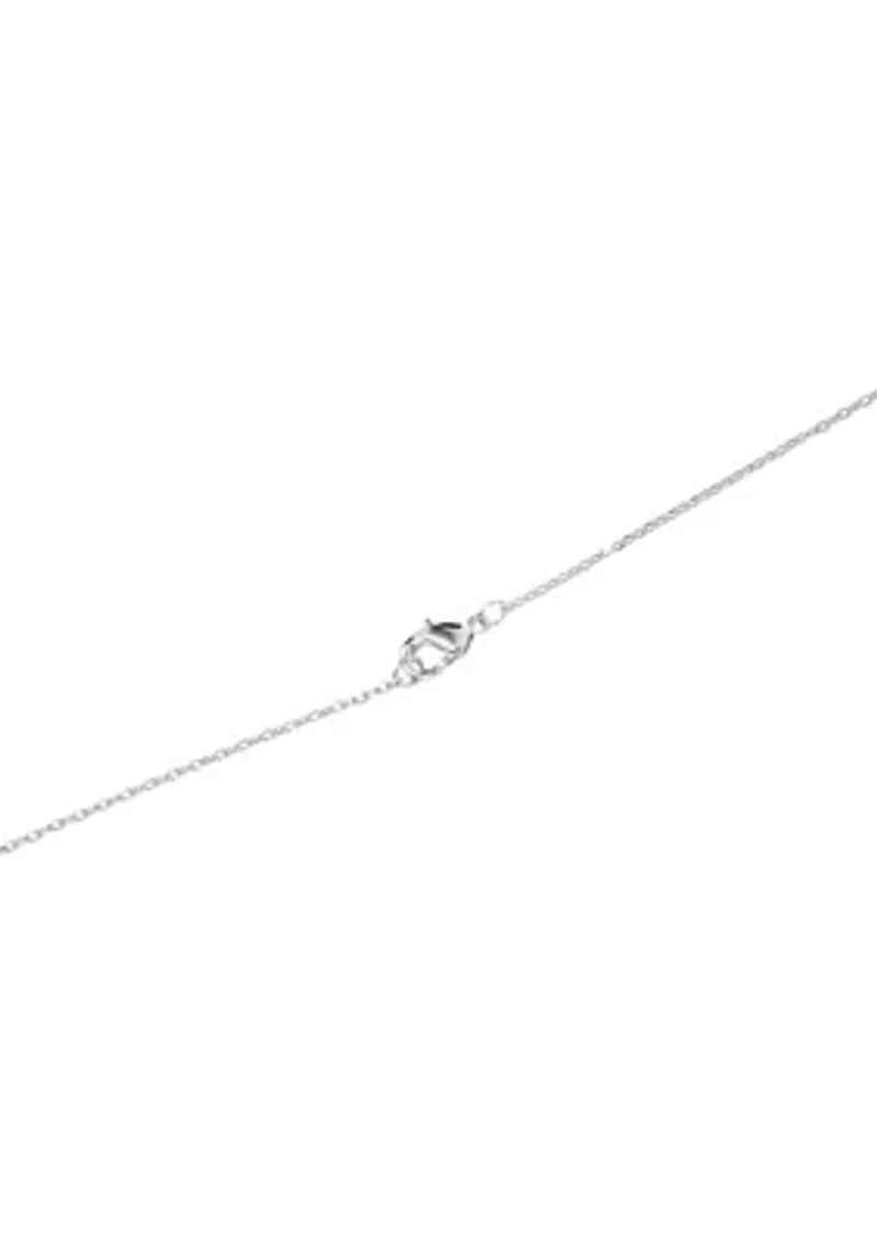 Two Tone Plated Cubic Zirconia Heart and Flower Spinner Necklace