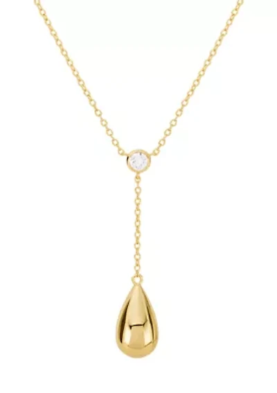   Cubic Zirconia gold plated Teardrop Y Necklace