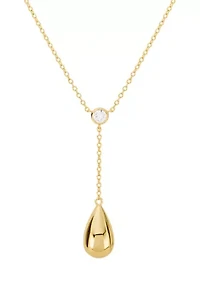   Cubic Zirconia gold plated Teardrop Y Necklace