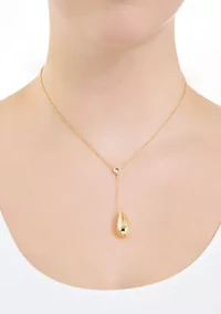   Cubic Zirconia gold plated Teardrop Y Necklace