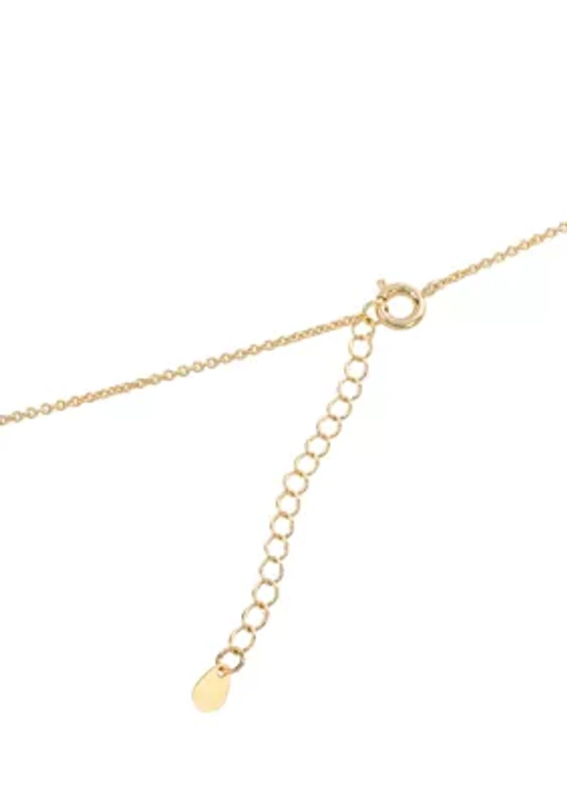 Gold Plated Puffy Bead and Heart Necklace