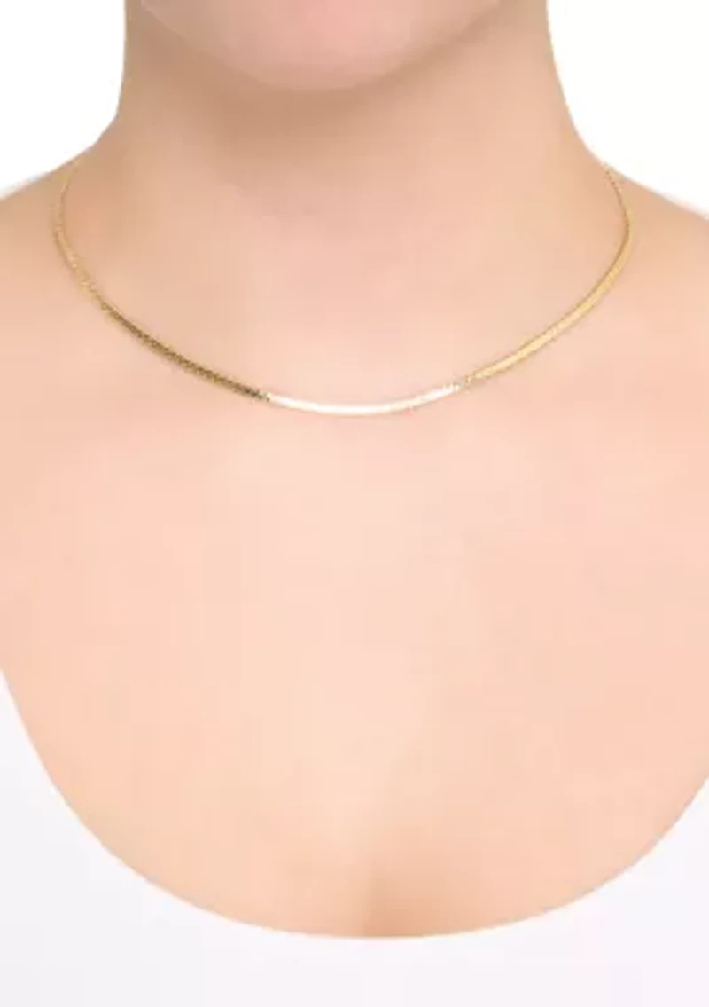 Gold Plated 16" + 2" Herringbone Chain Necklace