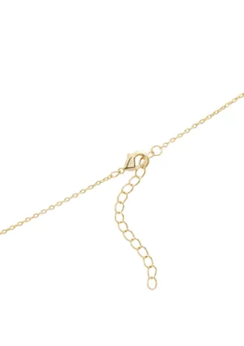 Gold Plated Cubic Zirconia Heart Cross Pendant Necklace